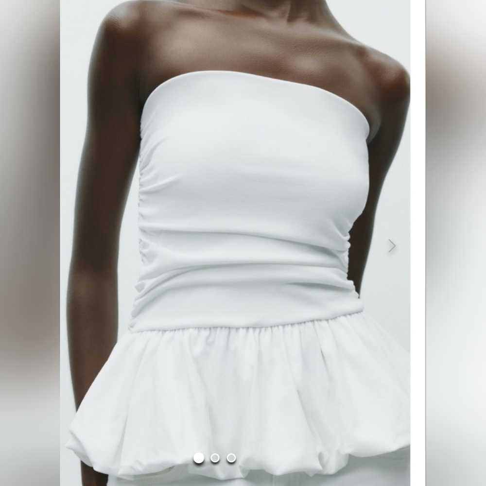 Zara Strapless White Shirt Size small